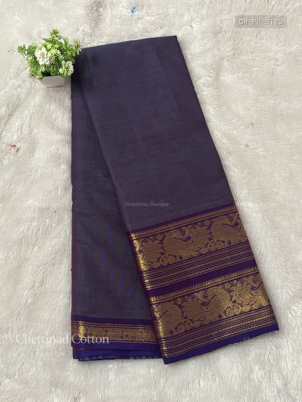 Chettinad Cotton Plain Peacock Purple Violet