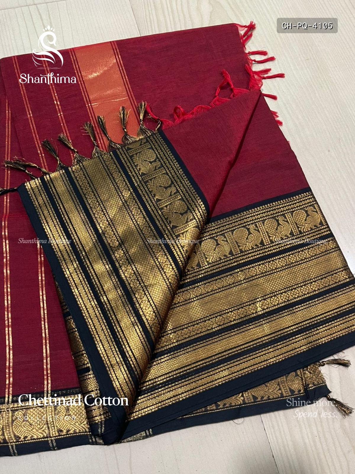 Chettinad Cotton Plain Peacock Motif Chakra Peacock Motif Maroon Black
