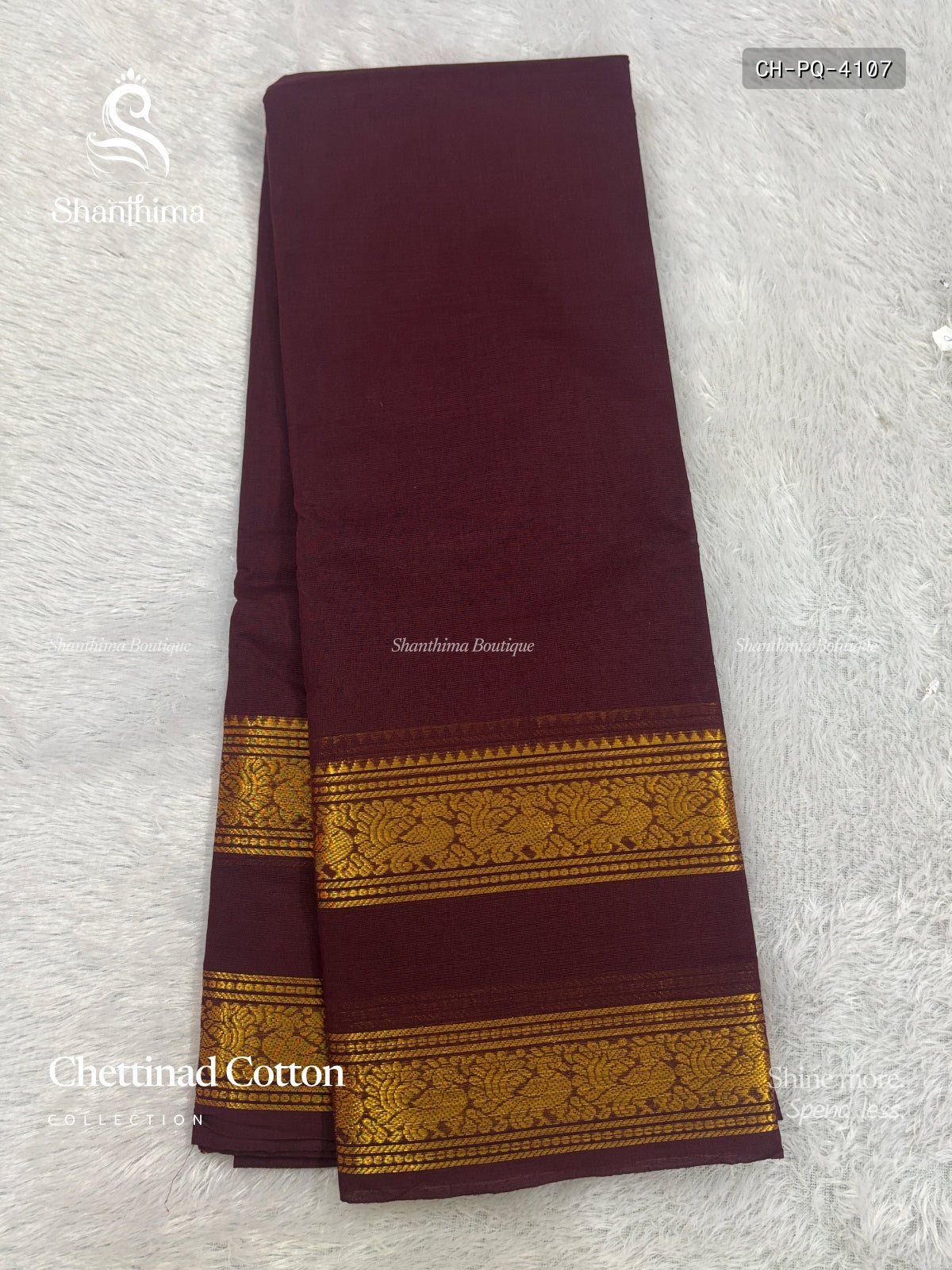 Chettinad Cotton Plain Peacock Motif Chakra Peacock Motif Maroon Gold