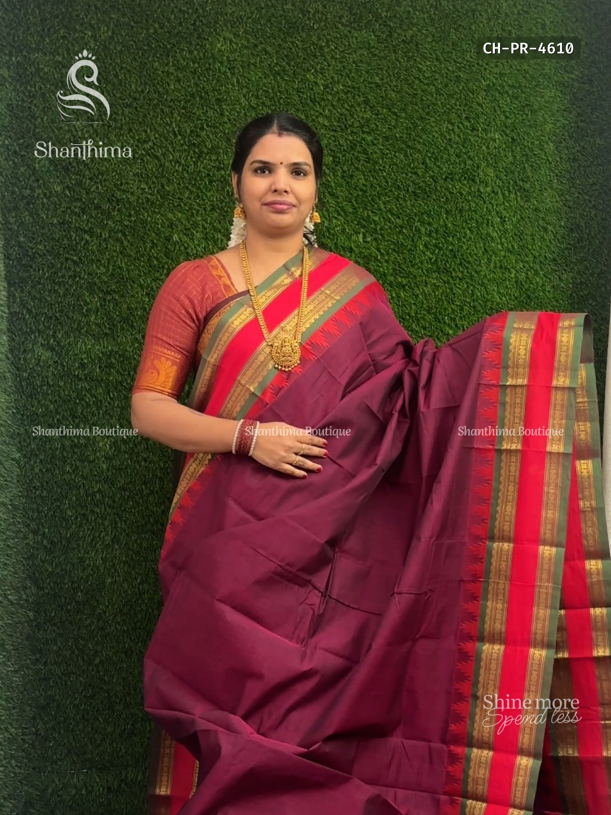 Chettinad Cotton Plain Chakra Star Wine Green