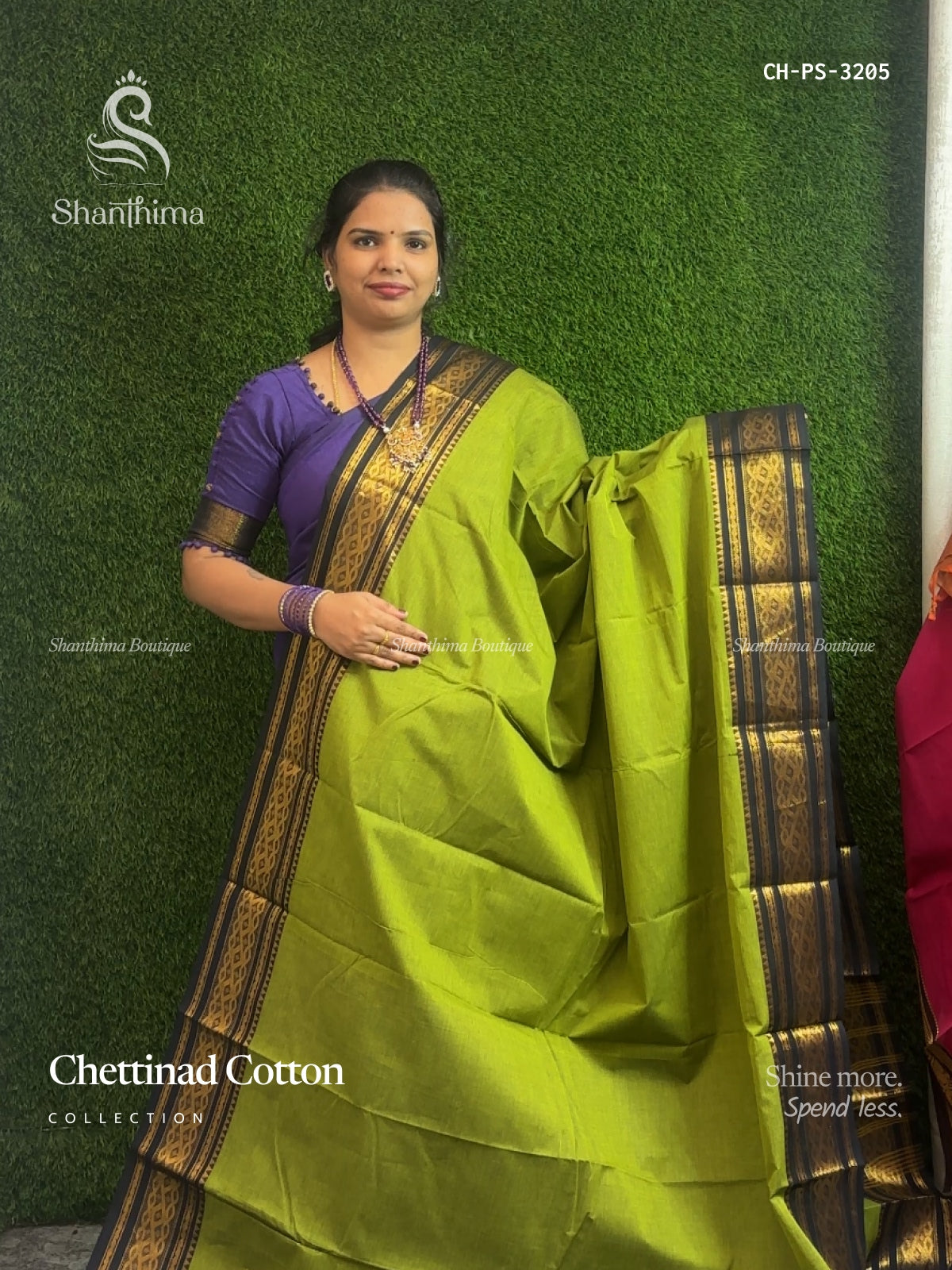 Chettinad Cotton Plain Stripes Parrot Green Black