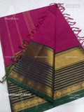 Chettinad Cotton Plain Stripes Magenta Green
