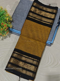Chettinad Cotton Plain Temple Chakra Peacock Temple Peacock Mustard Black