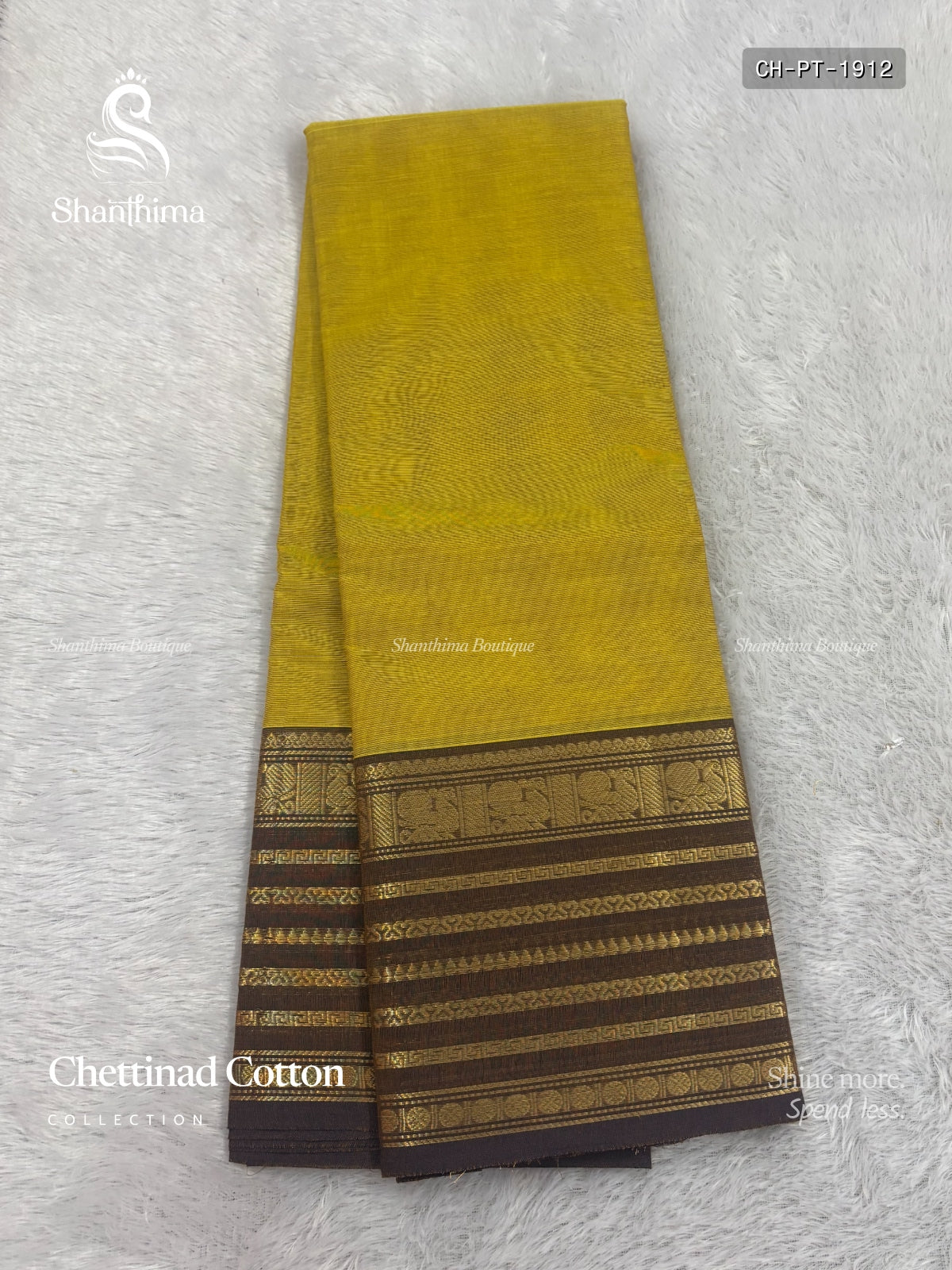 Chettinad Cotton Plain Temple Chakra Peacock Temple Peacock Lemon Brown