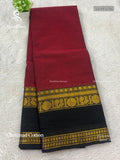 Chettinad Cotton Plain Temple Chakra Peacock Temple Peacock Maroon Black