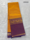 Chettinad Cotton Plain Peacock Stripes Yellow Violet