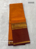 Chettinad Cotton Plain Peacock Stripes Orange Red