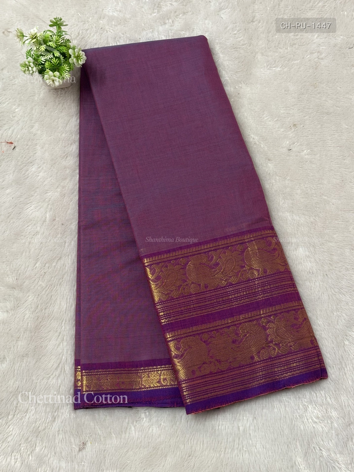 Chettinad Cotton Plain Peacock Stripes Onion Pink Magenta