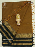 Chettinad Cotton Plain Peacock Stripes Mustard Black