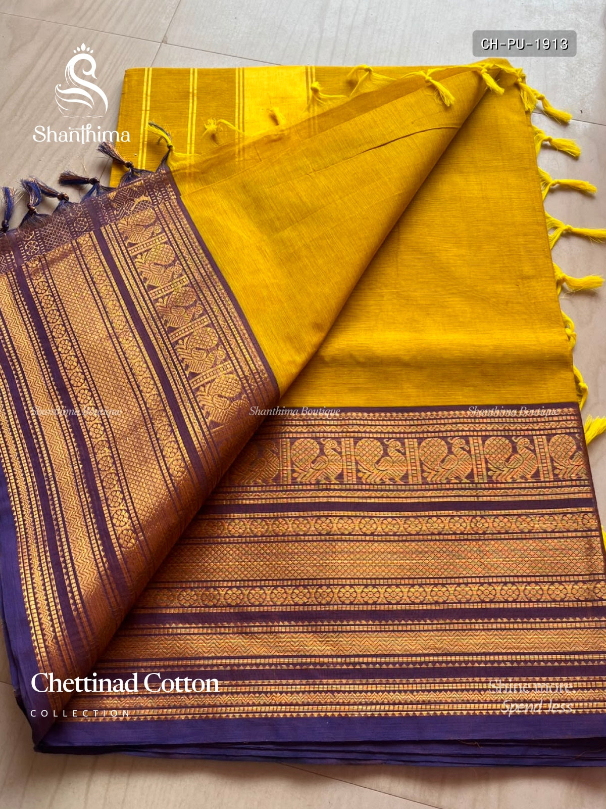 Chettinad Cotton Plain Peacock Stripes Lemon Violet