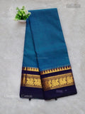 Chettinad Cotton Plain Peacock Stripes Peacock Blue Dark Violet
