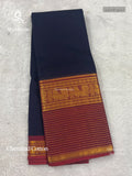 Chettinad Cotton Plain Peacock Stripes Navy Blue Maroon