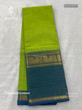 Chettinad Cotton Plain Peacock Stripes Parrot Green Peacock Blue