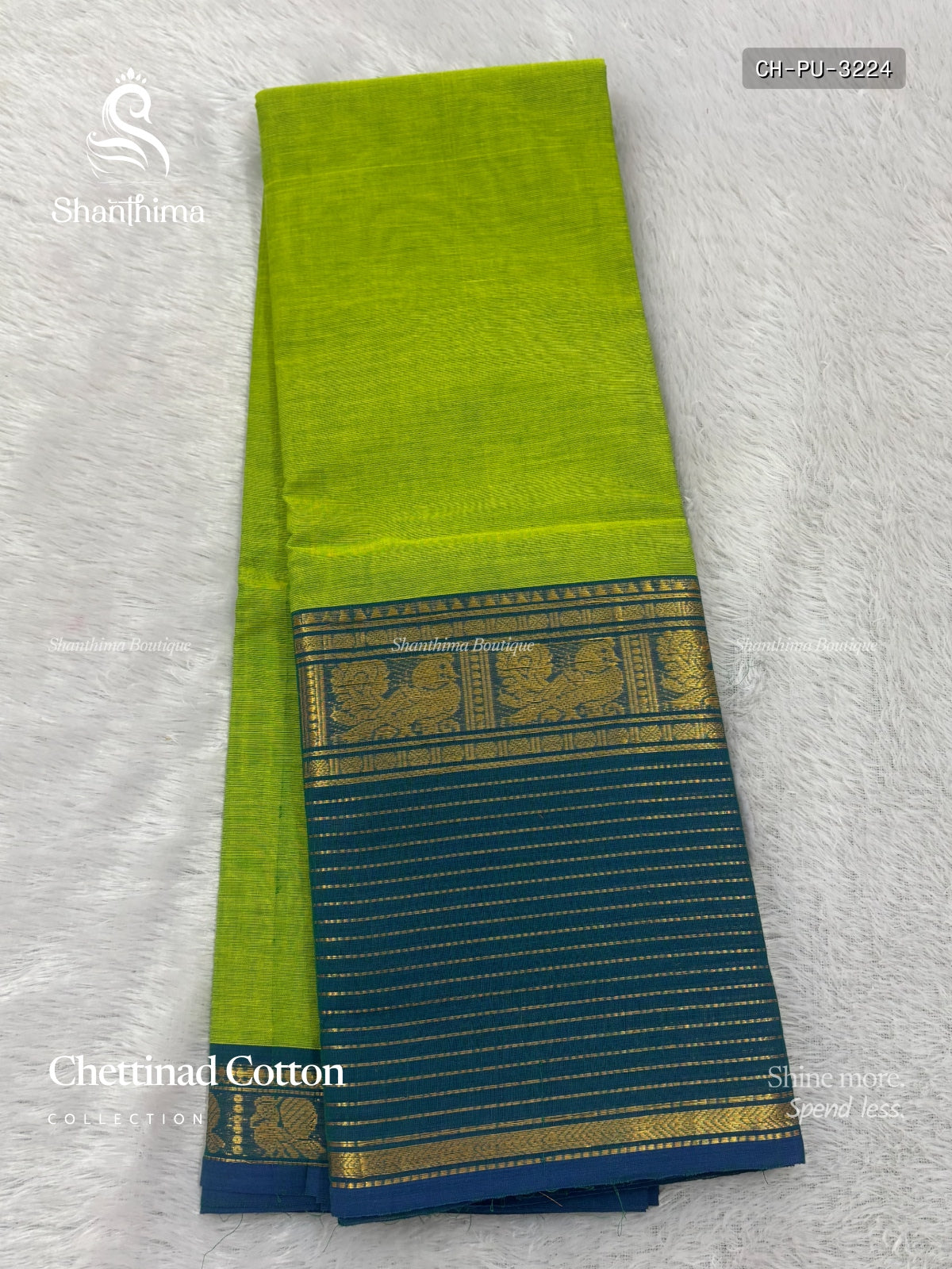 Chettinad Cotton Plain Peacock Stripes Parrot Green Peacock Blue