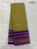 Chettinad Cotton Plain Peacock Stripes Dual Shade Green Violet