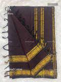 Chettinad Cotton Plain Peacock Stripes Coffee Brown Gold