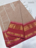 Chettinad Cotton Plain Peacock Stripes Peach Dual Shade Pink