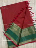 Chettinad Cotton Plain Mango Peacock Chakra Red Dual Shade Green