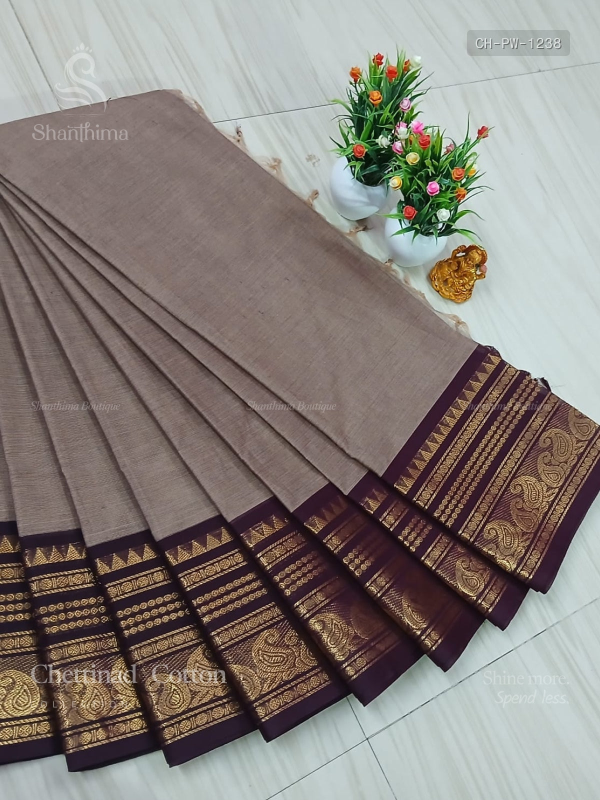 Chettinad Cotton Plain Mango Peacock Chakra Brown Coffee Brown