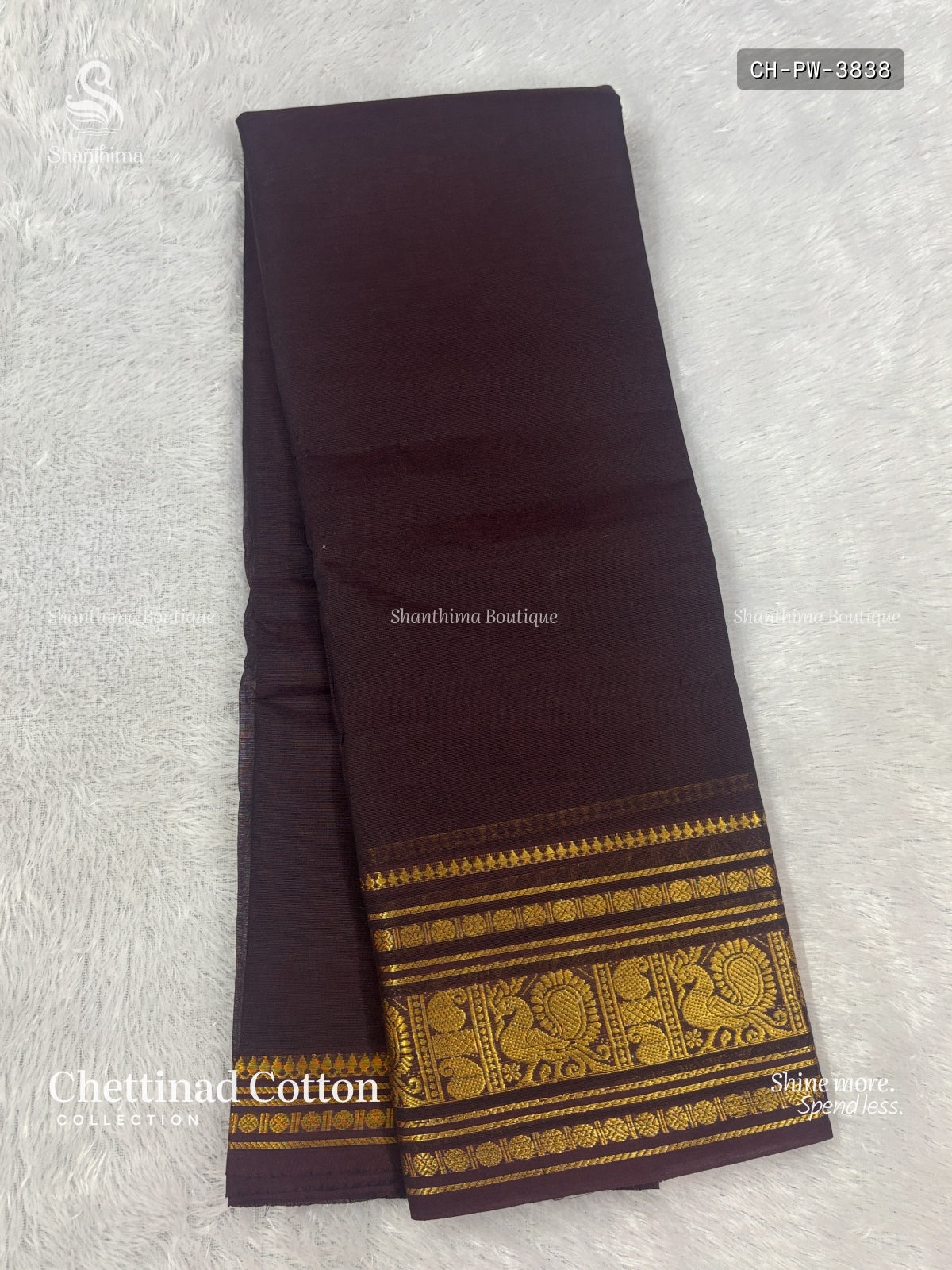 Chettinad Cotton Plain Mango Peacock Chakra Coffee Brown Coffee Brown