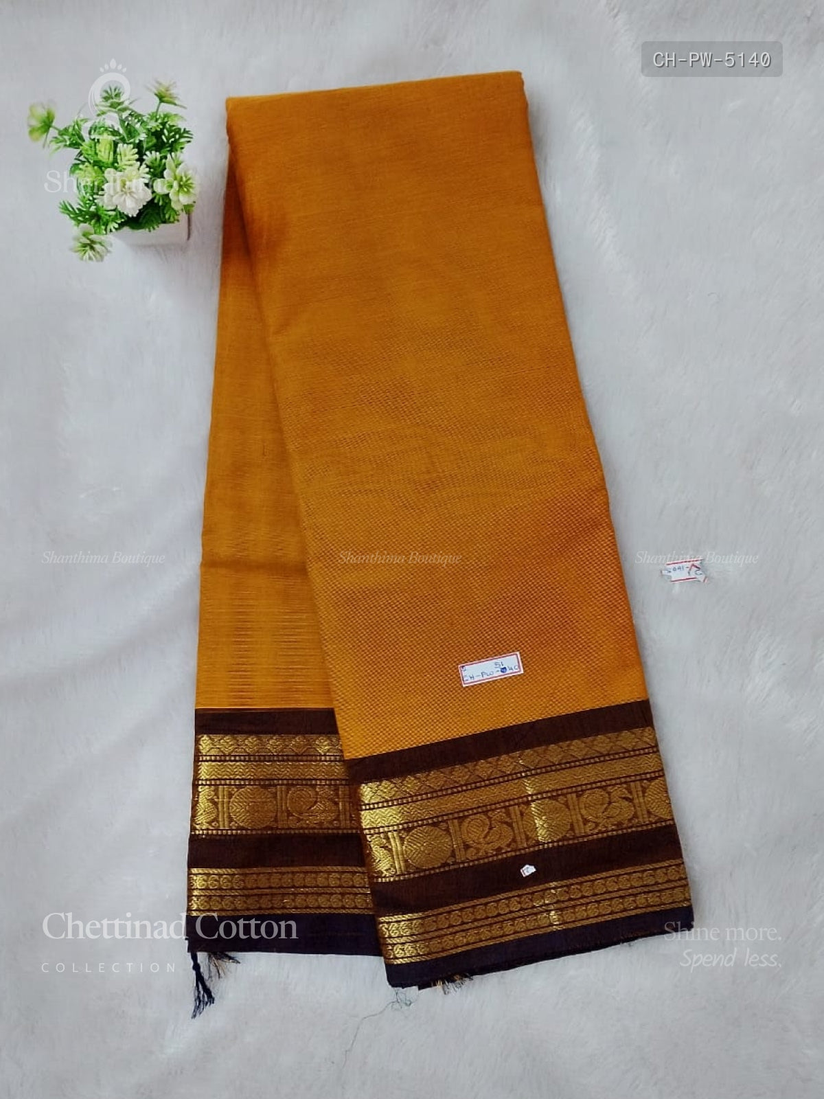 Chettinad Cotton Plain Mango Peacock Chakra Dual Shade Yellow Light Brown