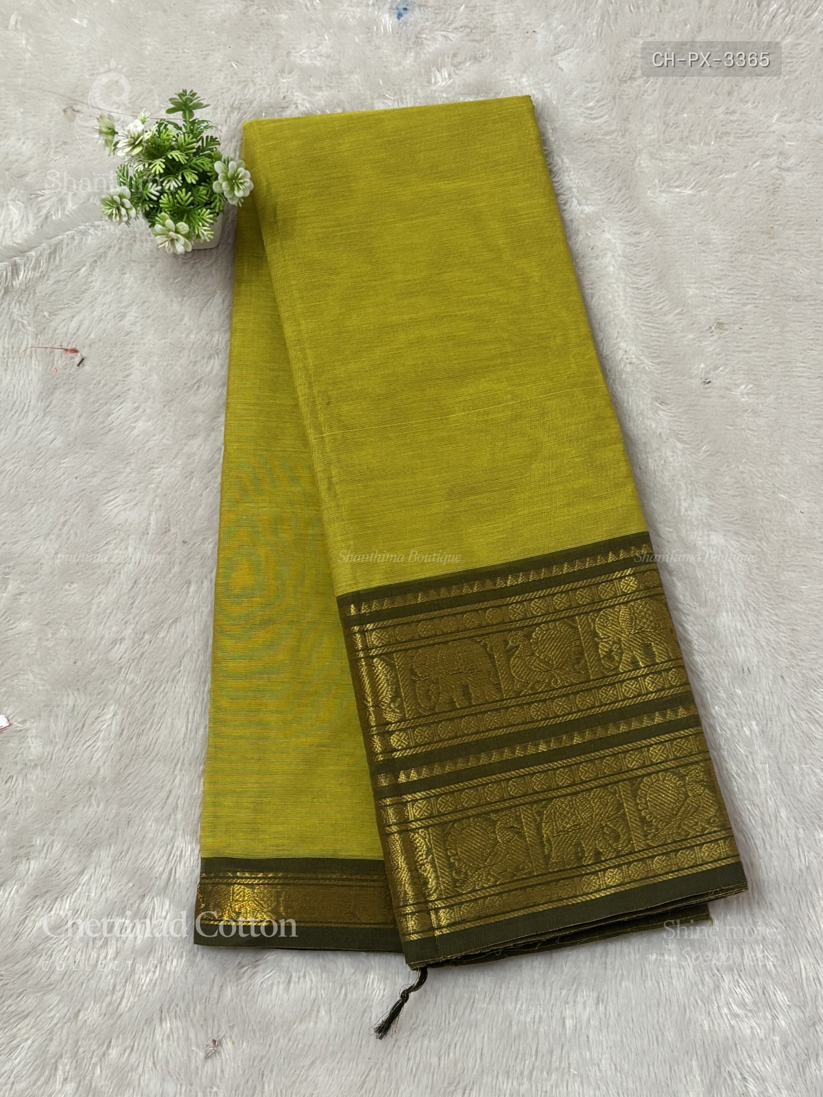 Chettinad Cotton Plain Peacock Elephant Chakra Elachi Green Paasi Green