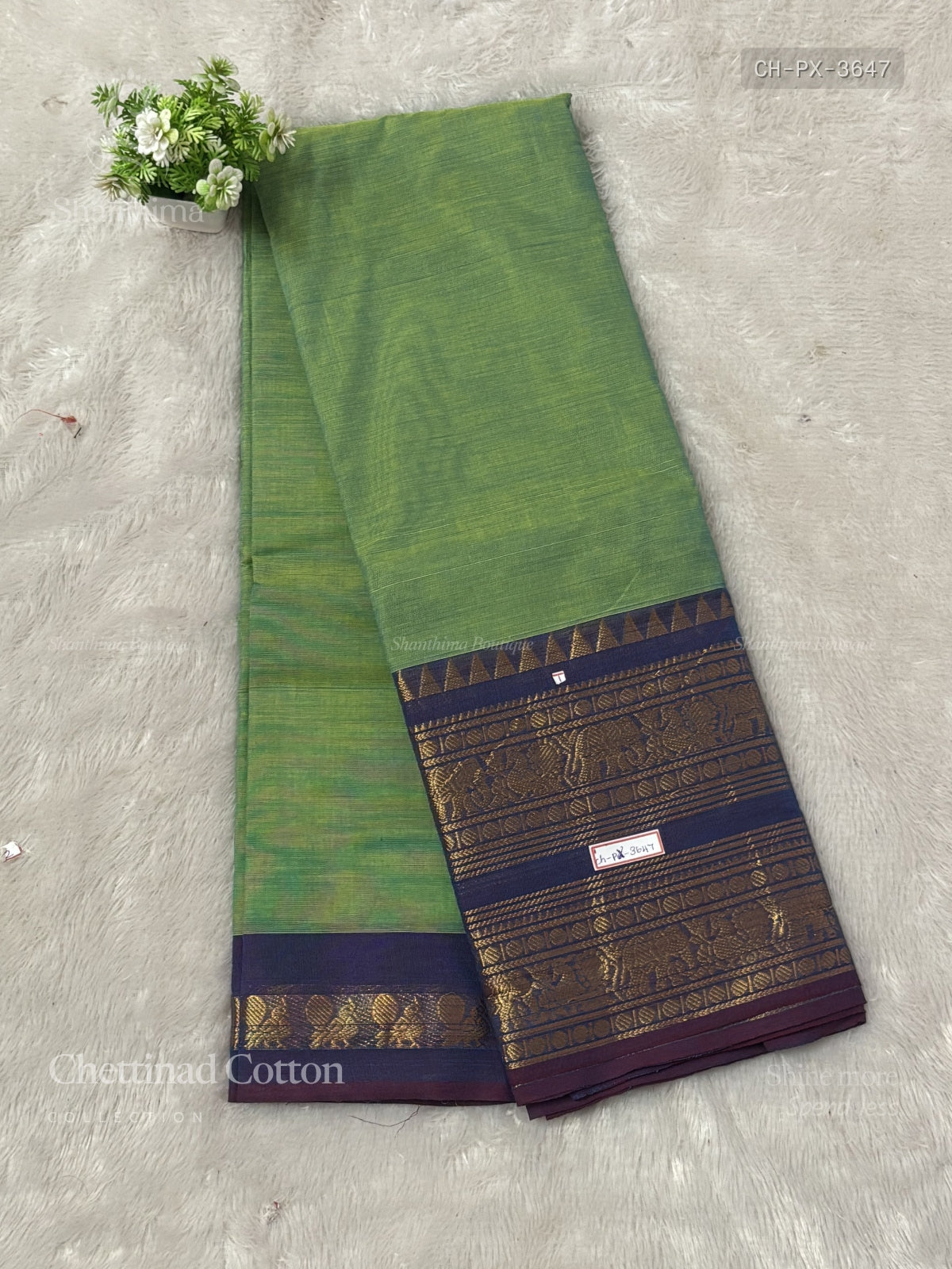 Chettinad Cotton Plain Peacock Elephant Chakra Dual Shade Green Magenta