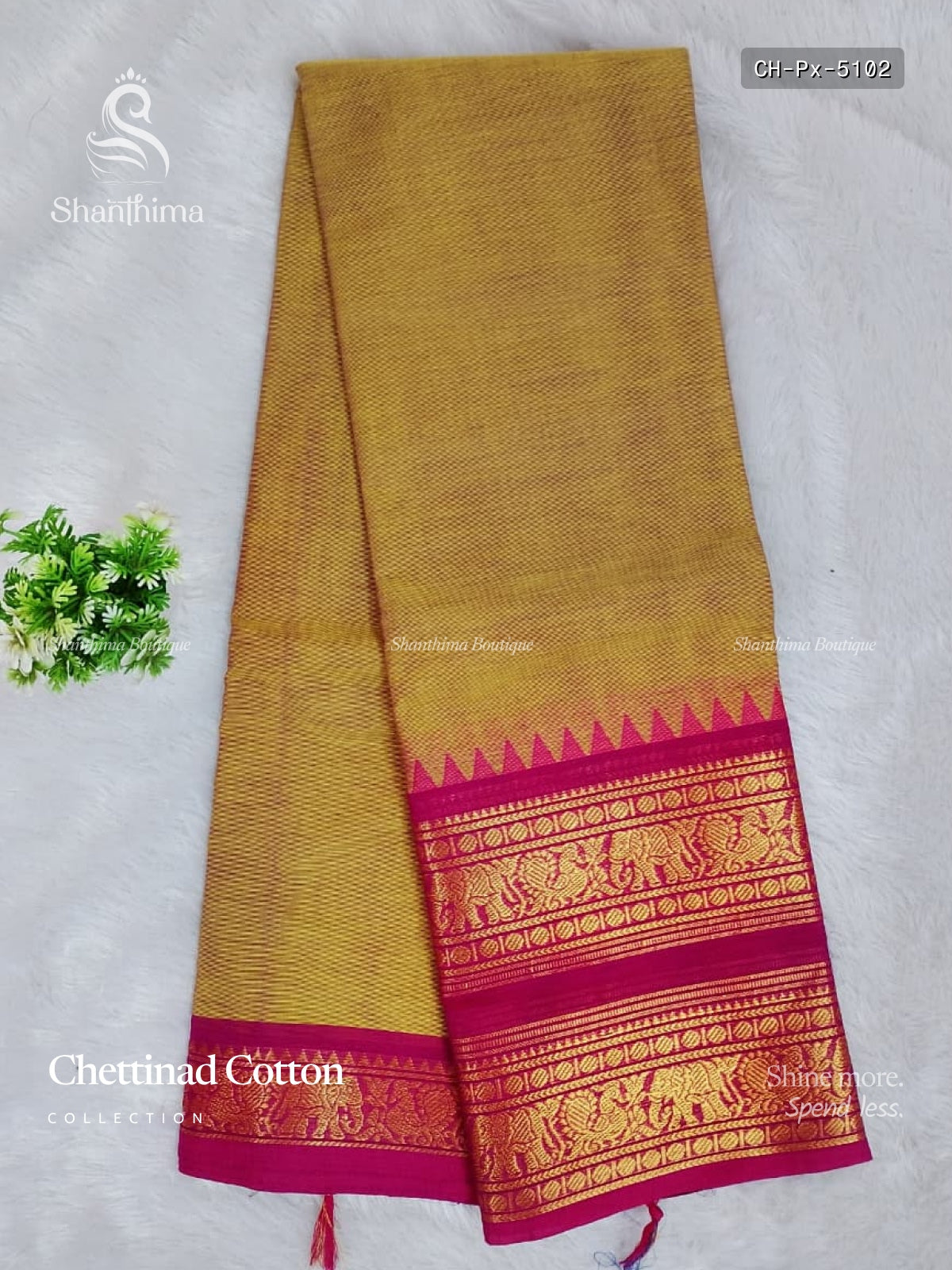Chettinad Cotton Plain Peacock Elephant Chakra Dual Shade Yellow Pink