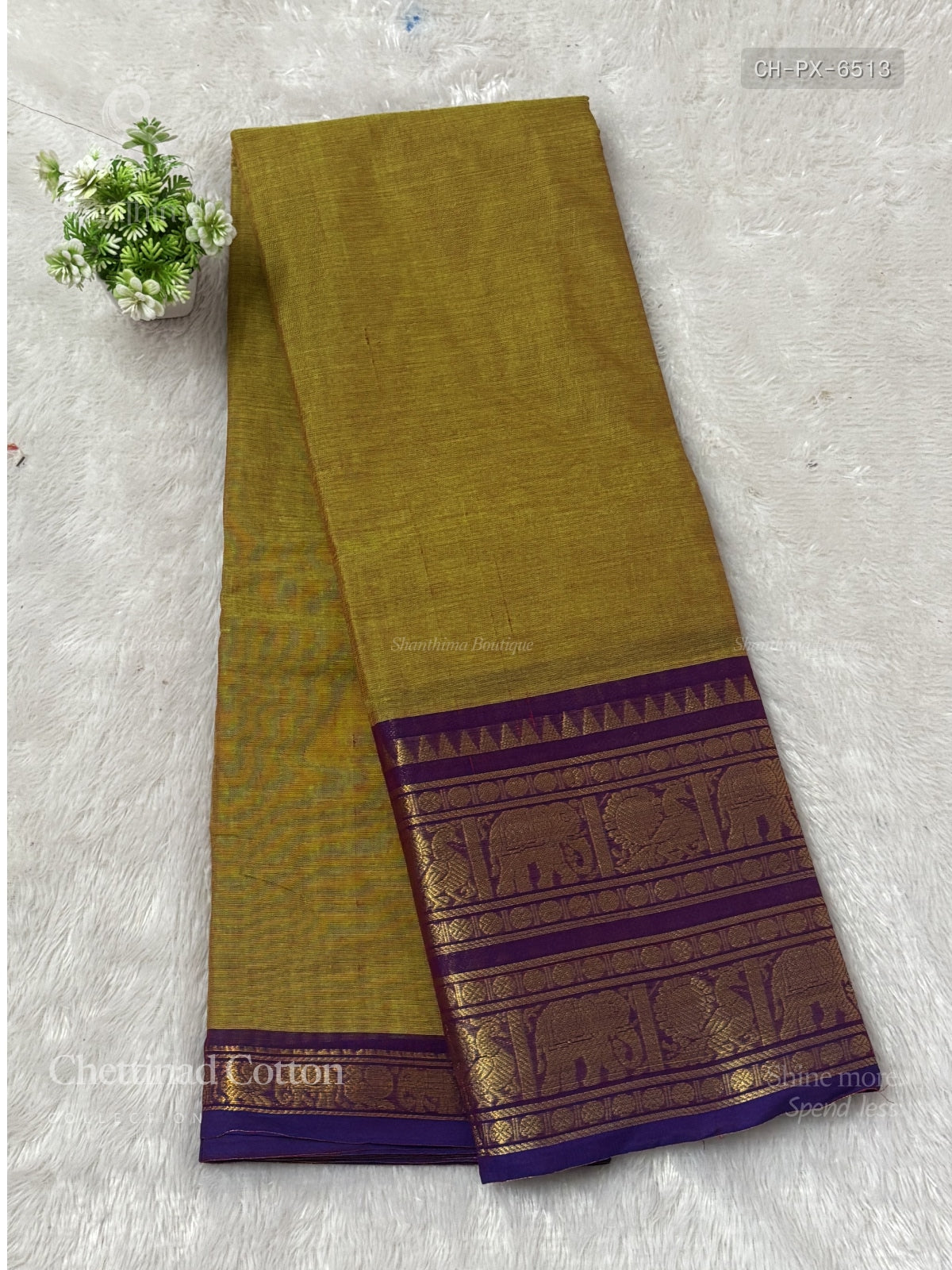 Chettinad Cotton Plain Peacock Elephant Chakra Paasi Green Violet