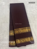 Chettinad Cotton Plain Mango Flower Motif Coffee Brown Coffee Brown