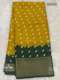 Dola Silk Buttas Diamond Stone Mustard Dark Green