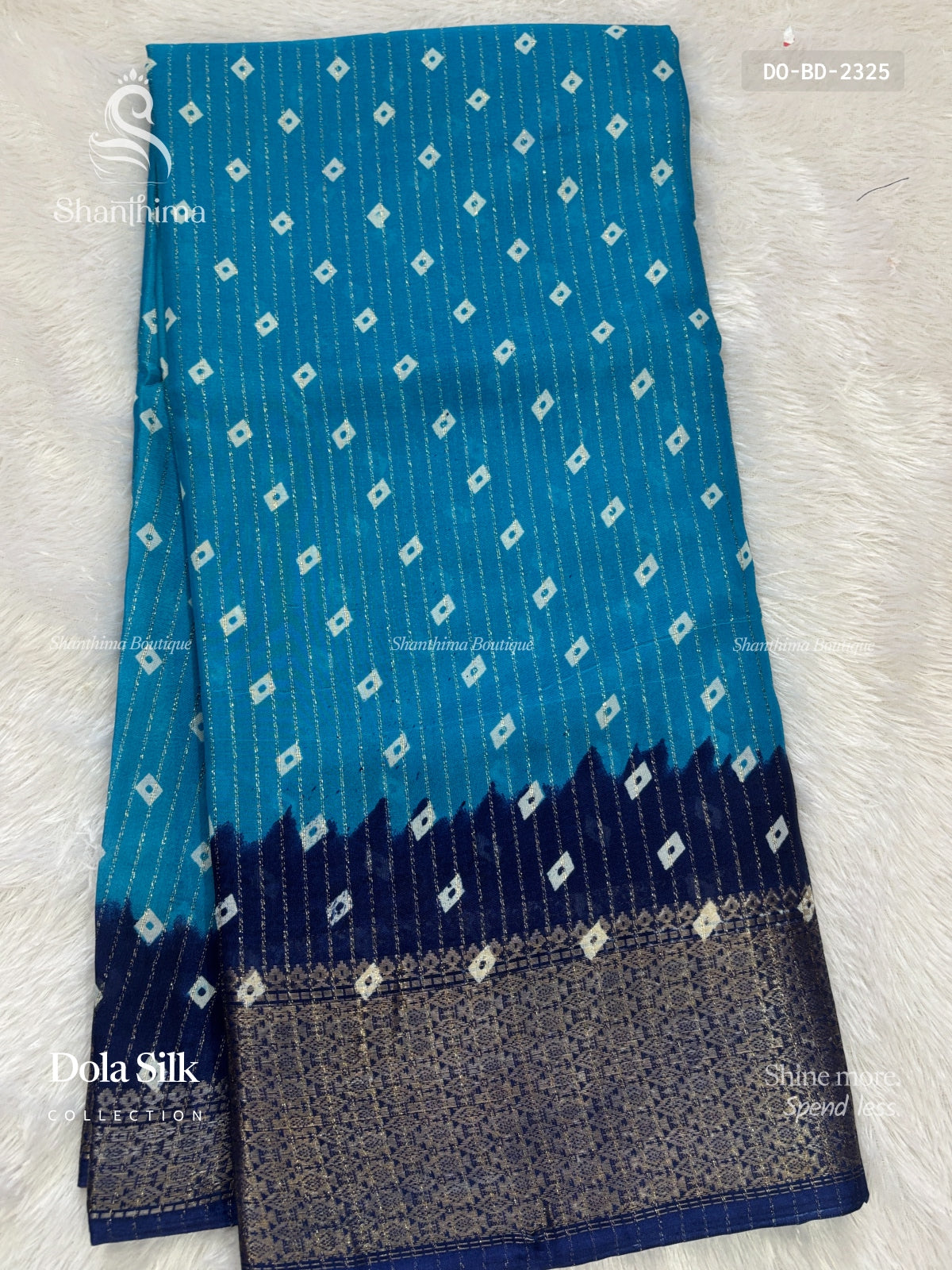 Dola Silk Buttas Diamond Stone Sky Blue Navy Blue