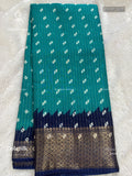 Dola Silk Buttas Diamond Stone Peacock Green Navy Blue
