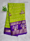 Dola Silk Buttas Mango Flower Green Violet