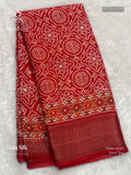 Dola Silk Buttas Stripes Red Silver