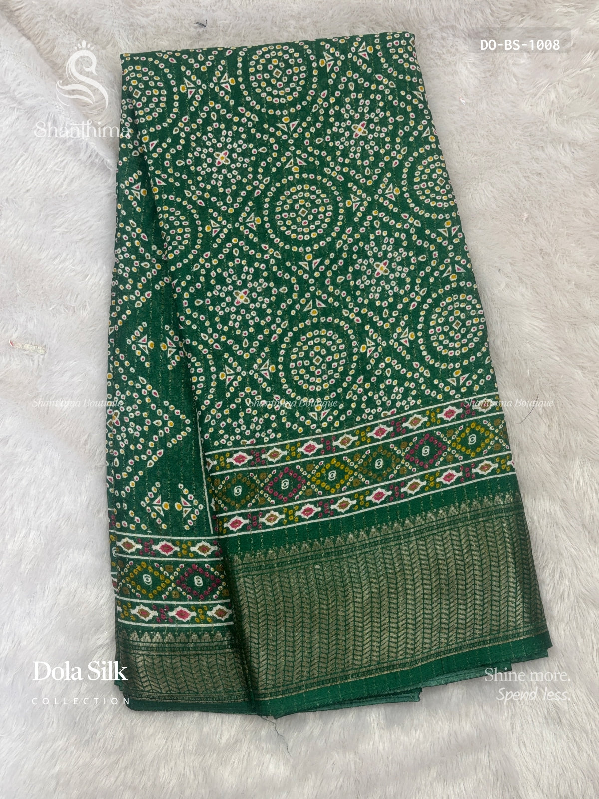 Dola Silk Buttas Stripes Green Silver