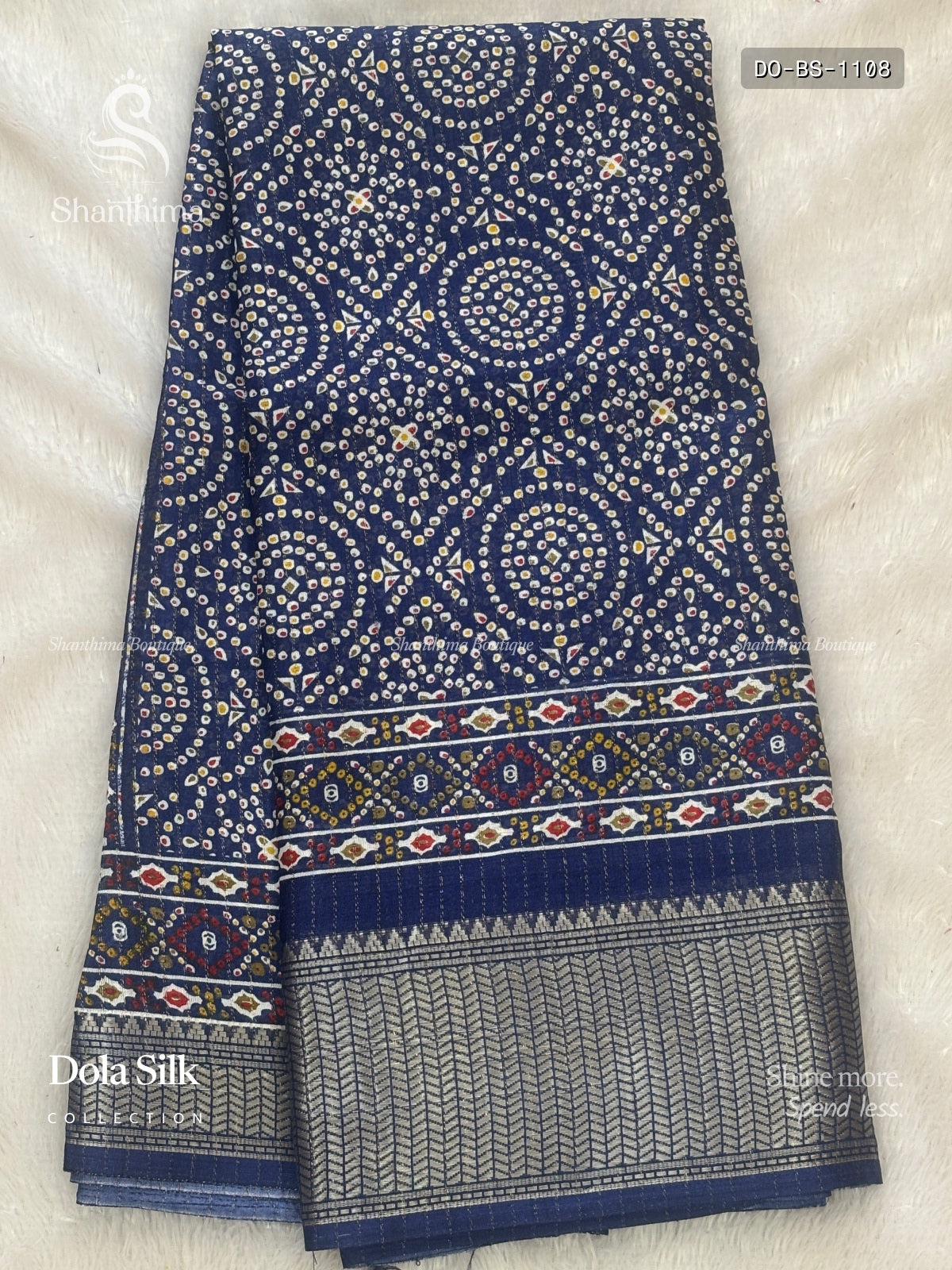 Dola Silk Buttas Stripes Blue Silver
