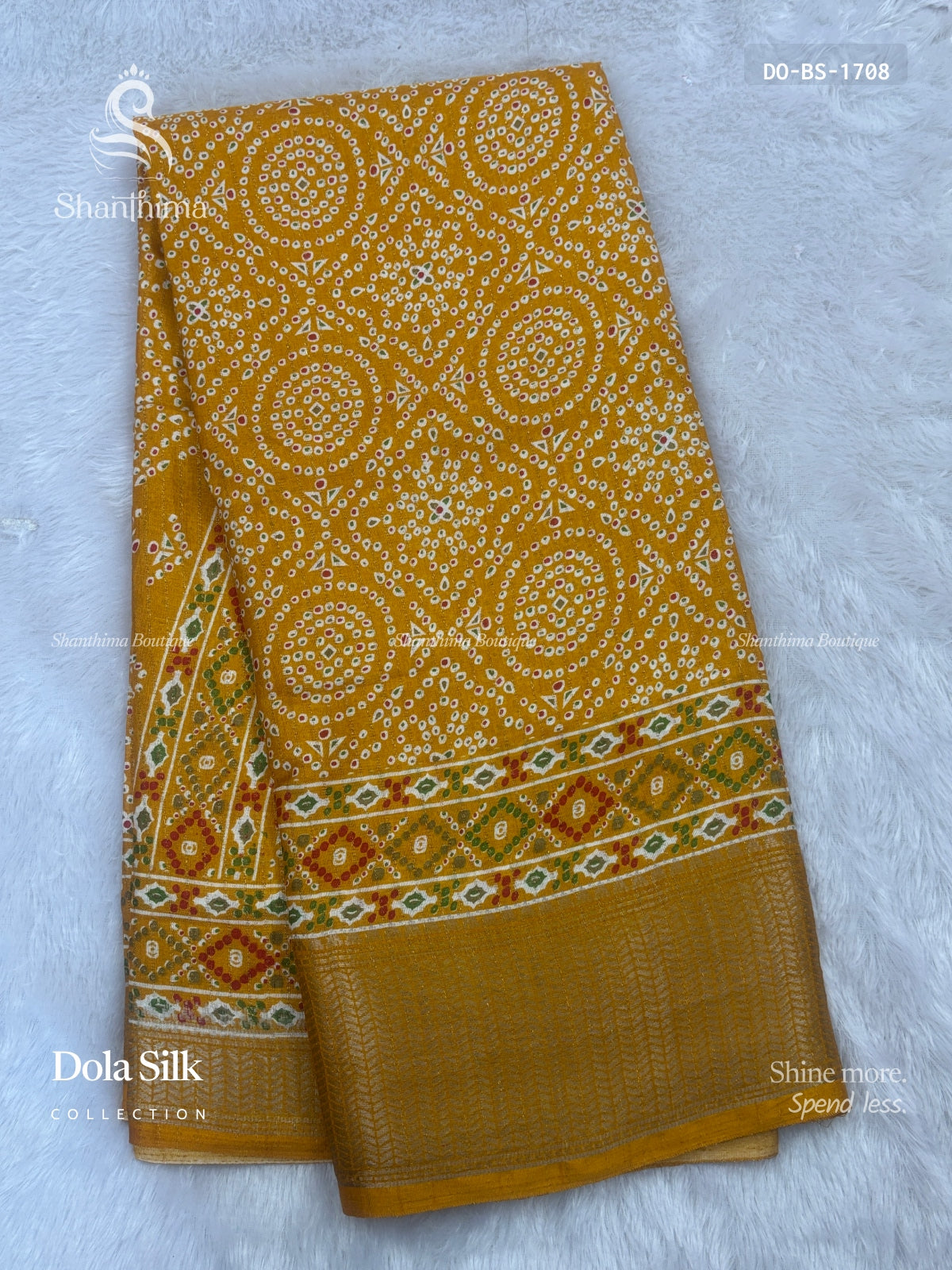 Dola Silk Buttas Stripes Mango Silver