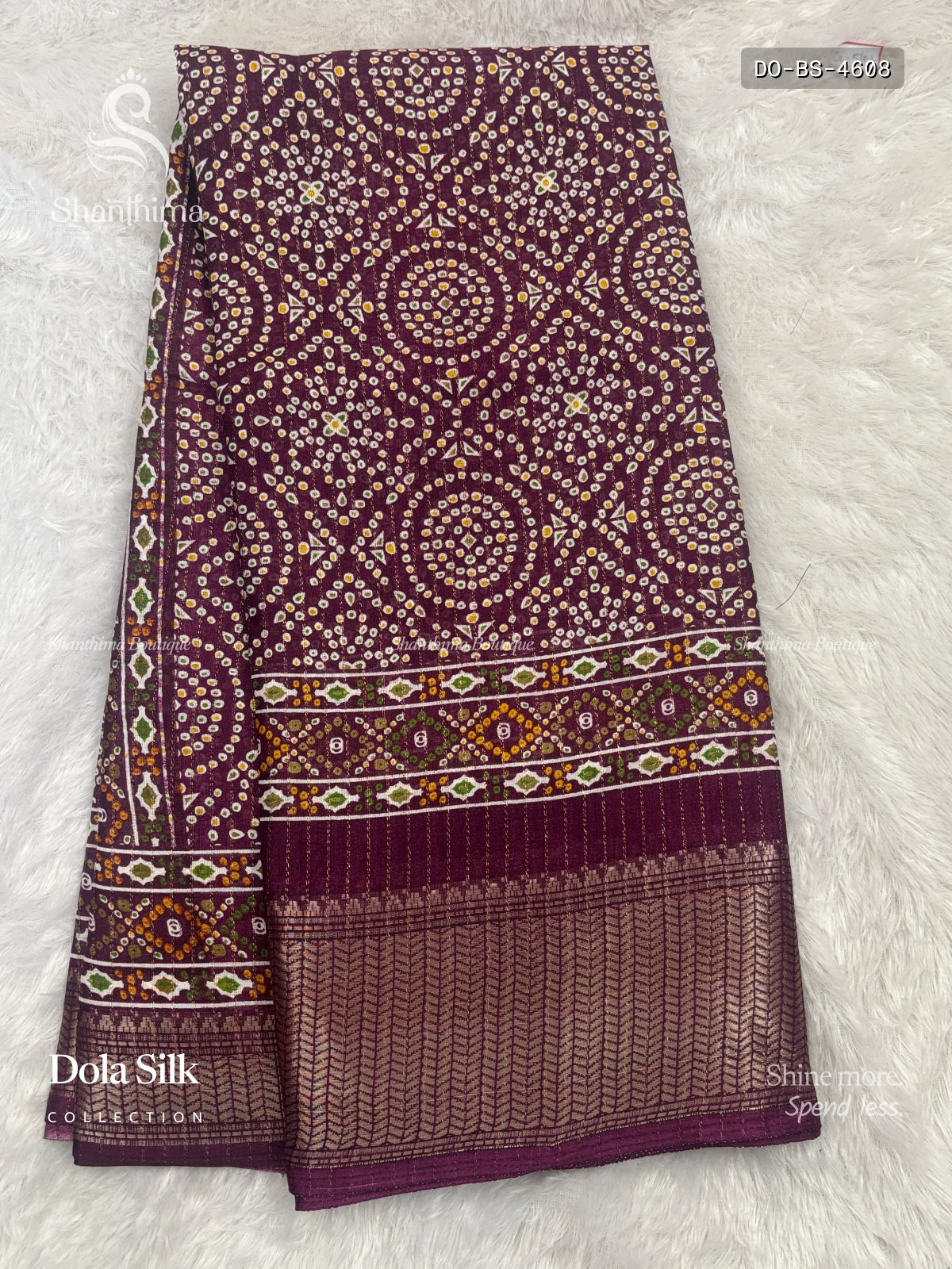 Dola Silk Buttas Stripes Wine Silver