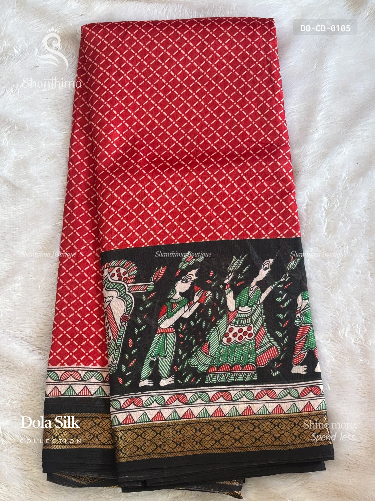 Dola Silk Checks Diamond Stone Red Black