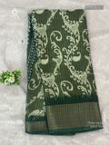 Dola Silk Mehendi Flower Light Green Gold