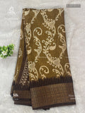 Dola Silk Mehendi Flower Toffee Brown Gold