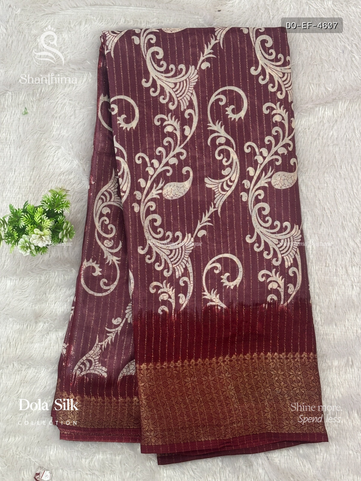 Dola Silk Mehendi Flower Wine Gold