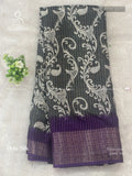 Dola Silk Mehendi Flower Dark Gray Gold