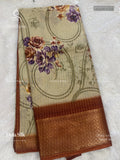 Dola Silk Flowers Diamond Stone Sandal Rust