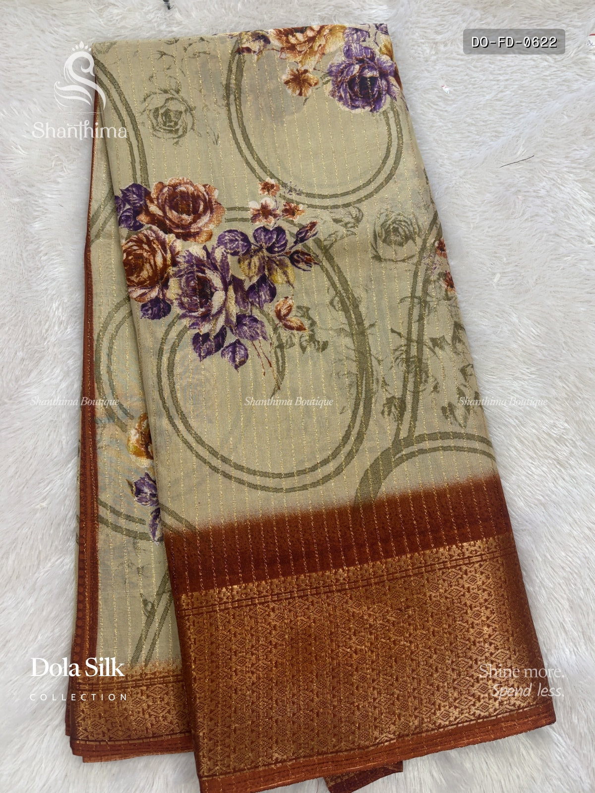 Dola Silk Flowers Diamond Stone Sandal Rust