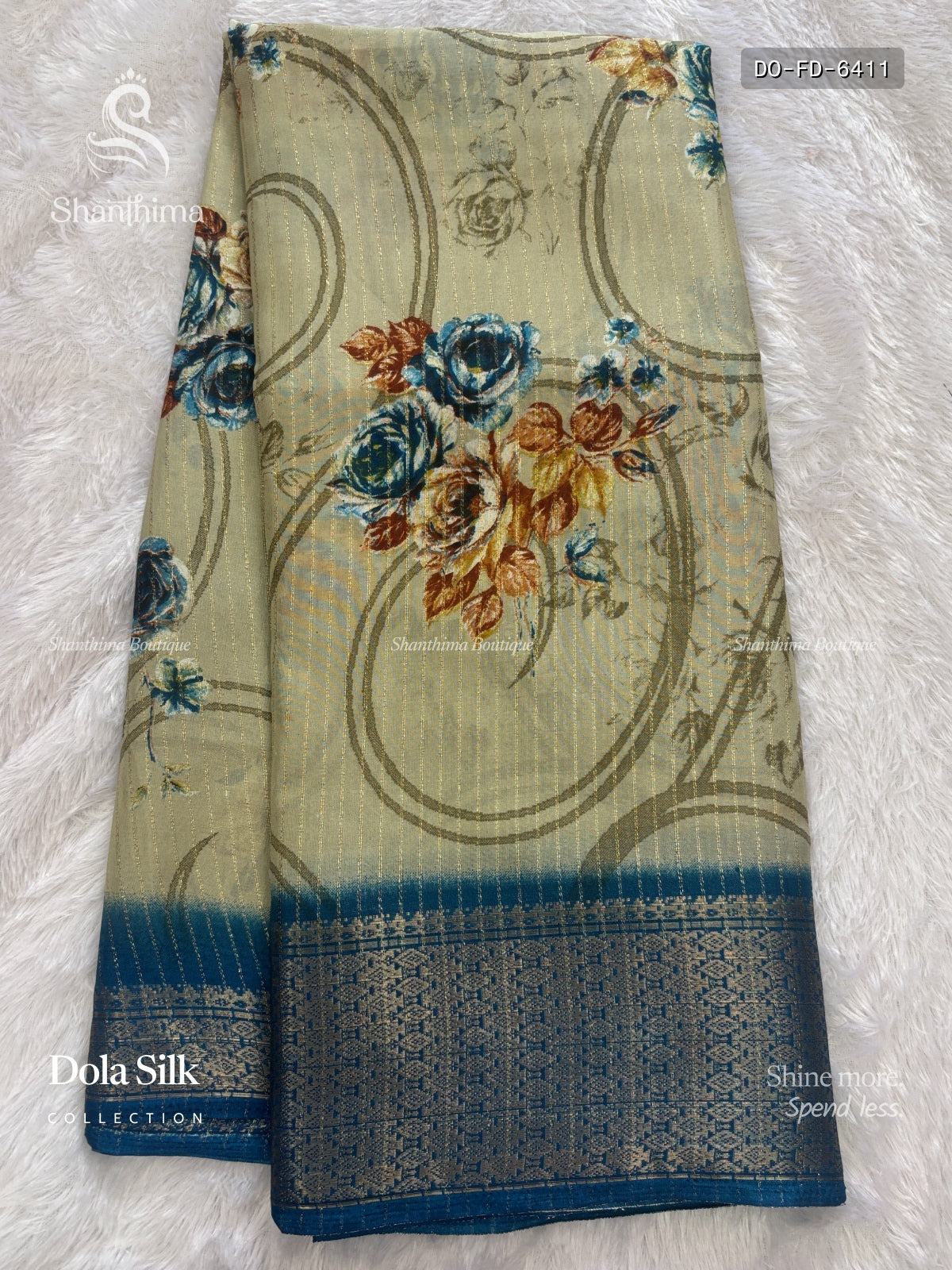 Dola Silk Flowers Diamond Stone Light Gray Blue