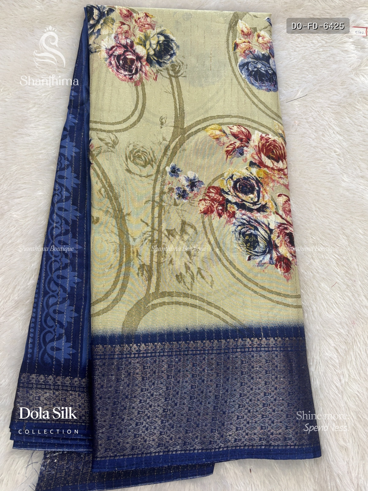 Dola Silk Flowers Diamond Stone Light Gray Navy Blue