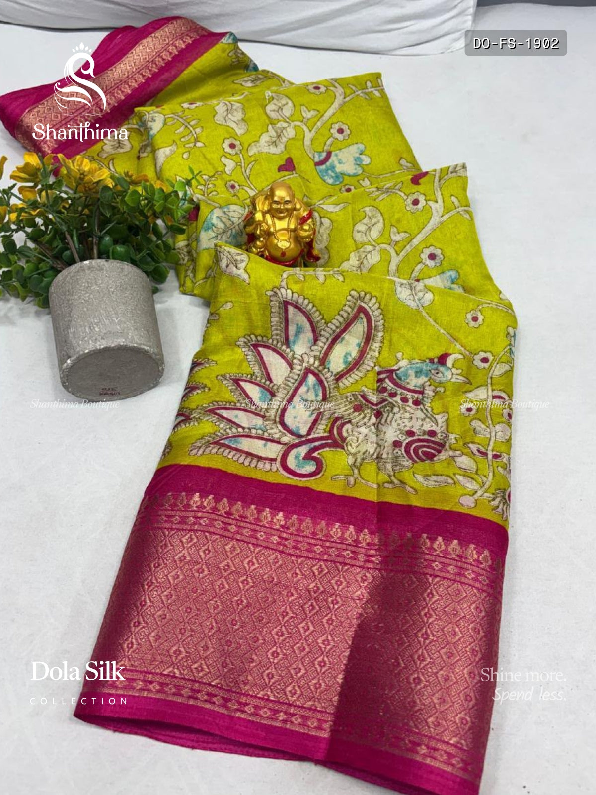 Dola Silk Flowers Stripes Lemon Pink