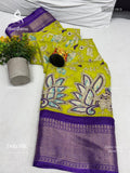 Dola Silk Flowers Stripes Lemon Violet